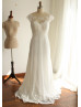 Cap Sleeves Lace Chiffon Full Length Wedding Dress
